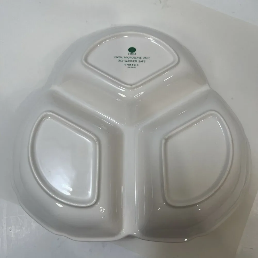 Nikko Christmastime Three Section Serving Tray Dish w/box EUC Happy Holidays